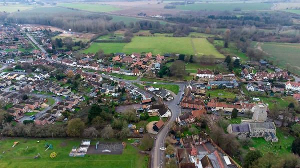 Une Vue Par Drone Village Pittoresque Haughley Dans Suffolk Royaume — Photo