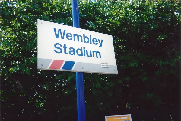 Sign Wembley Stadium Station London 2000 — Stock Photo, Image