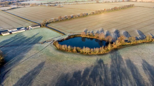 Letecký Pohled Mrazivou Krajinu Venkově Suffolk Velká Británie — Stock fotografie