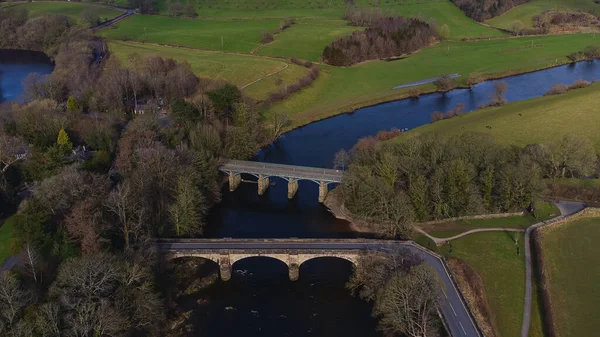 Uma Vista Aérea Das Pontes Crook Lune Perto Lancaster Lancashire — Fotografia de Stock