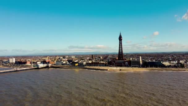 Drone Footage Blackpool Tower Lancashire Reino Unido — Vídeo de Stock