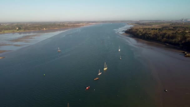 Drone Footage River Orwell Pin Mill Suffolk Reino Unido — Vídeo de Stock