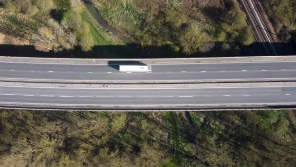 Drone Footage Traffic Dual Carriageway Passing Next Stowmarket Suffolk — Stock Video