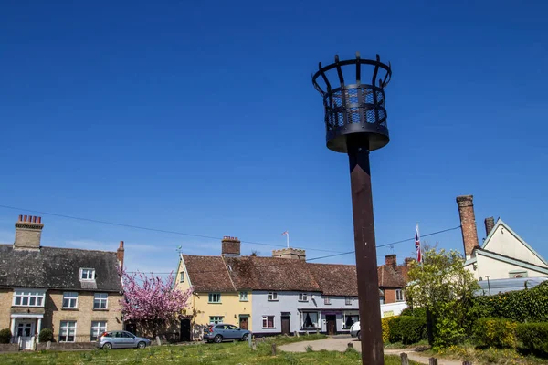 A beacon in an English village to celebrate the Queen\'s Platinum Jubilee in 2022