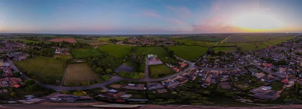 Een 360 Graden Afbeelding Van Een Luchtfoto Van Zonsondergang Van — Stockfoto