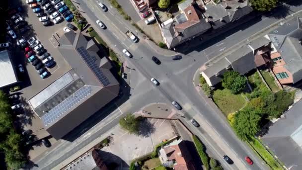 Footage Aerial View Major Road Junction Centre Stowmarket Suffolk — Stockvideo