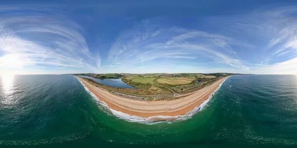 Вид Высоты 360 Градусов Великолепный Пляж Слэптон Сэндс Девоне Великобритания — стоковое фото