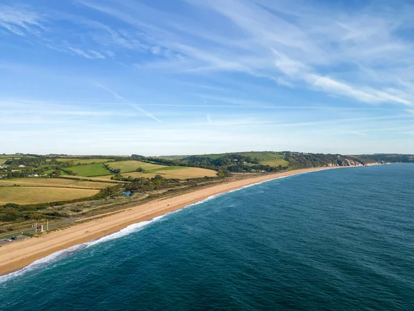 Flygfoto Över Den Magnifika Stranden Vid Slapton Sands Devon Storbritannien — Stockfoto