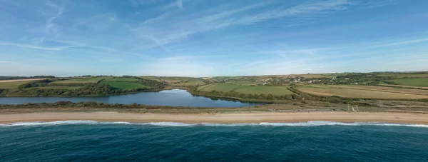 Widok Lotu Ptaka Wspaniałą Plażę Slapton Sands Devon Wielka Brytania — Zdjęcie stockowe