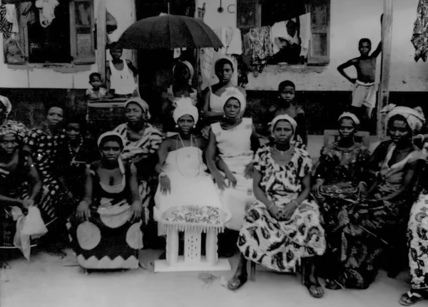 Groupe Femmes Locales Dans Village Agormanya Ghana Vers 1959 — Photo