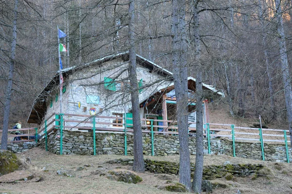 Cortavetto Janvier 2022 Italie Magnifique Refuge Alpin Val Gravio Immergé — Photo