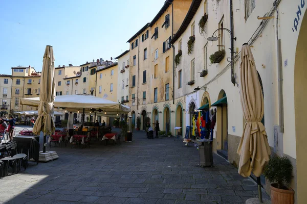 Lucca Março 2022 Itália Praça Característica Anfiteatro Localizado Centro Histórico — Fotografia de Stock