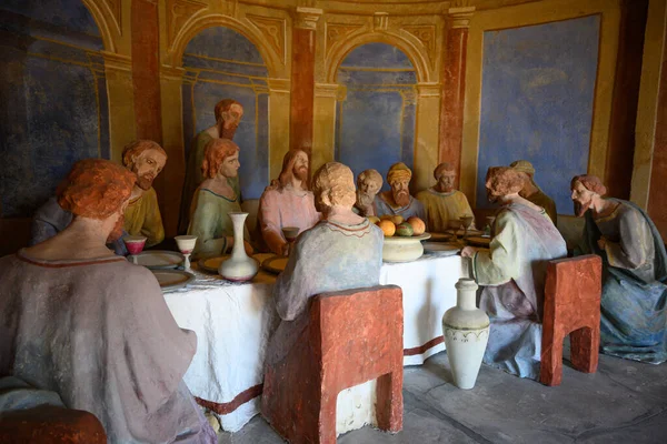 May 2022 Mongardino Italy Wooden Statues Depicting Last Supper Jesus — Stock Fotó