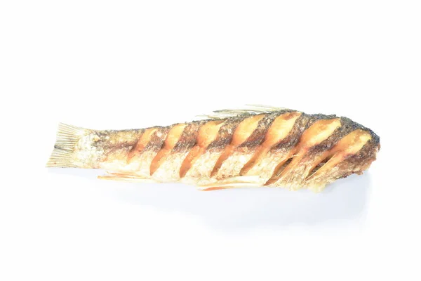 Deep Fried Salty Mullet Fish Arranging White Background — Stock Photo, Image