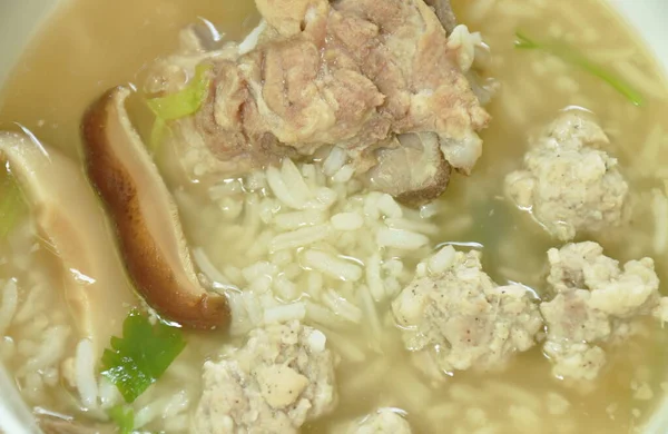 Boiled Rice Chop Pork Bone Hot Soup Bowl —  Fotos de Stock