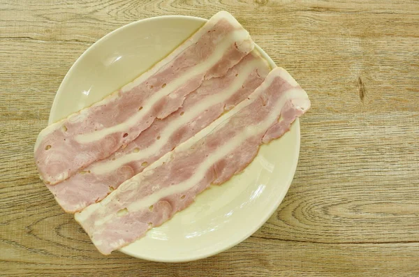 Raw Slice Salty Pork Bacon Arranging Plate — Stockfoto