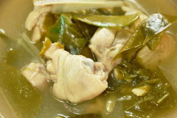 Boiled Chicken Bone Cowa Leaf Tom Yum Soup Bowl — Φωτογραφία Αρχείου