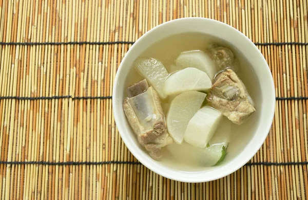 Boiled Slice Radish Pork Bone Soup Bowl — Fotografia de Stock