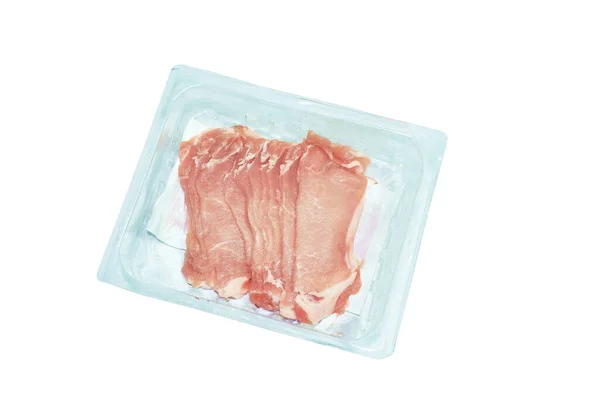 Raw Pork Tenderloin Ingredient Food Plastic Tray White Background — 스톡 사진