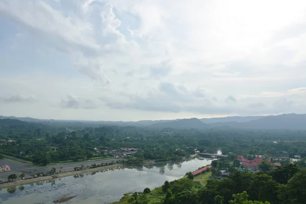 Blick Auf Landschaft Vom Khun Dan Prakarn Chon Riesigen Betondamm — Stockfoto