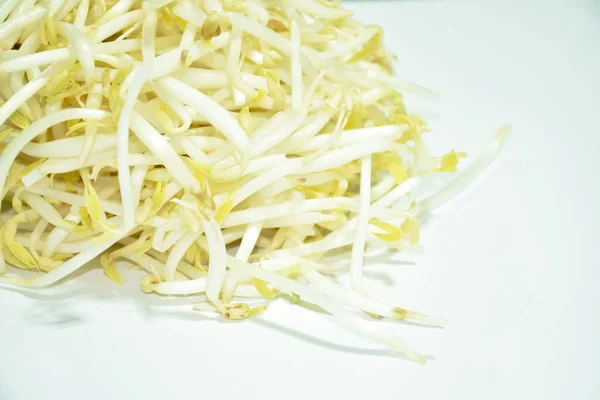 Fresh Bean Sprout Raw Food Arranging White Background — Stock Photo, Image