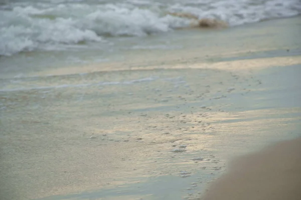 Eau Salée Impact Mer Sur Plage Avec Réflexion Lumière Soleil — Photo