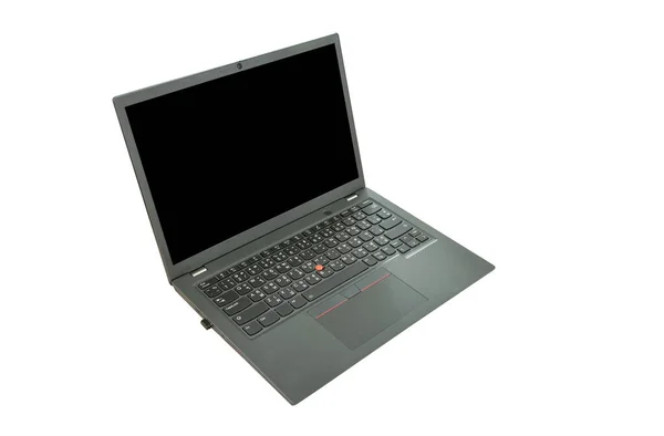 Black Compute Laptop Arranging White Background — Stock Photo, Image