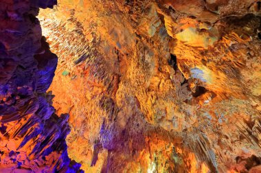 Stalactite and Stalagmite Formations in the Cave. Dim Magarasi cave in Turkey.