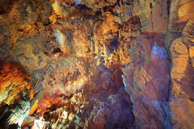 Stalactite and Stalagmite Formations in the Cave. Dim Magarasi cave in Turkey.