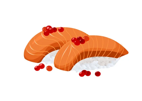 Суши с сашими из лосося и красной икры — стоковый вектор