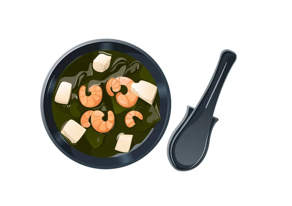 Soupe miso dans un bol . — Image vectorielle