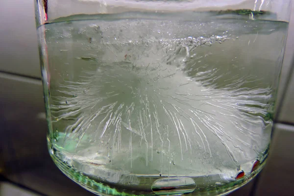 Танення Замерзлої Води Всередині Скляного Білого Фону — стокове фото