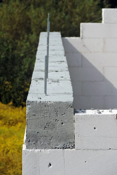 Nşaat Iğnesi Güçlendirilmiş Beton Kiriş Çelik Parmaklıklar Inşaat Halindeki Bir — Stok fotoğraf