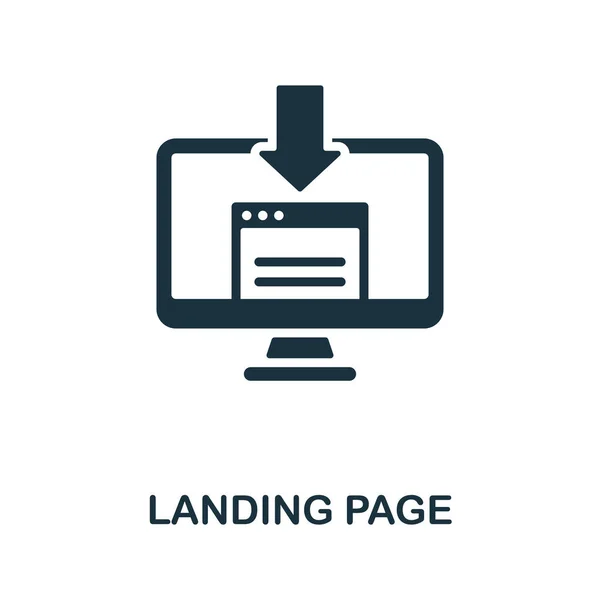 Icono de Landing Page. Signo monocromático de la colección de marketing de afiliados. Ilustración del icono de la Landing Page creativa para diseño web, infografías y más — Archivo Imágenes Vectoriales