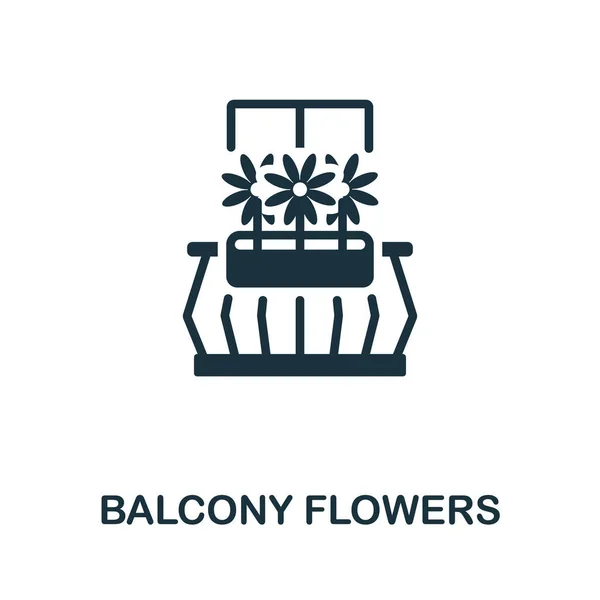 Balcony Flowers图标。阳台收藏的单色标志。具有创意的Balcony Flowers图标，用于网页设计、信息图形等 — 图库矢量图片