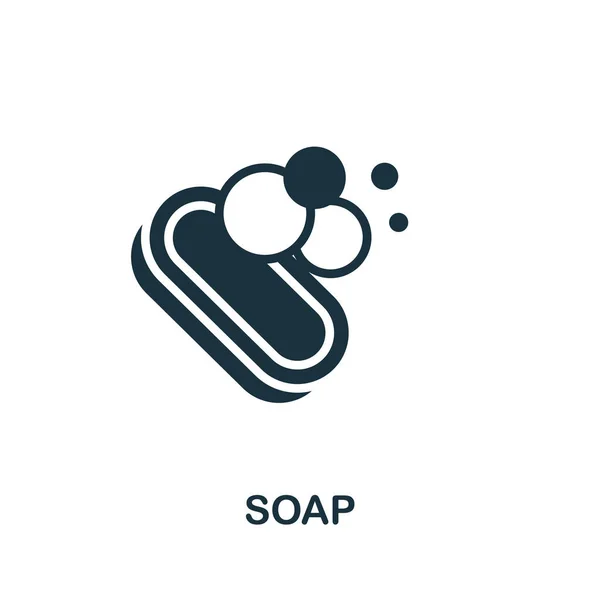 Såpeikon. Monokrom-skilt fra baderomsinnsamlingen. Illustrasjon av kreativ såpe for utforming av steg, infografi og mer – stockvektor