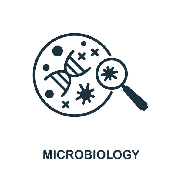 Ícone de microbiologia. Sinal monocromático da colecção de bioengenharia. Ilustração de ícone de microbiologia criativa para web design, infográficos e muito mais —  Vetores de Stock