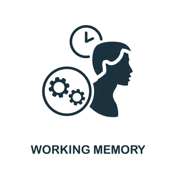 Arbetsminnesikonen. Monokromt tecken från kognitiva färdigheter samling. Creative Working Memory ikon illustration för webbdesign, infografik och mer — Stock vektor