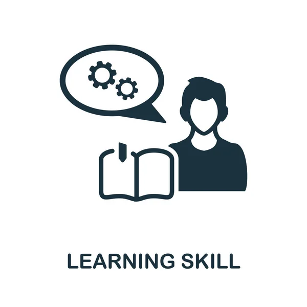 Learning Skill Ikone. Monochromes Zeichen aus der Sammlung kognitiver Fähigkeiten. Creative Learning Skill Icon Illustration für Webdesign, Infografiken und mehr — Stockvektor