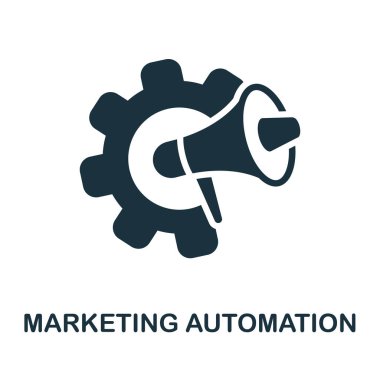 Pazarlama Otomasyon simgesi. Müşteri ilişkileri koleksiyonundan tek renkli tabela. Web tasarımı, bilgi grafikleri ve daha fazlası için yaratıcı pazarlama otomasyon resimlemesi