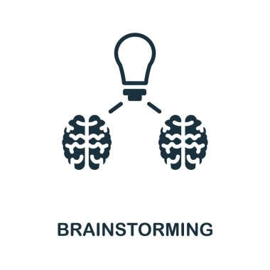 Beyin fırtınası ikonu. Yaratıcı öğrenme koleksiyonundan tek renk işareti. Web tasarımı, bilgi grafikleri ve daha fazlası için yaratıcı Beyin Fırtınası simgesi çizimi