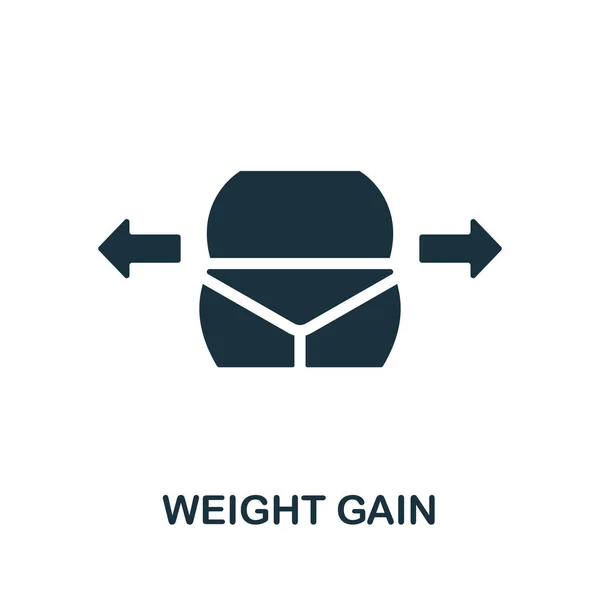 Weight Gain 아이콘이야. 단색의 사인은 다이어트 컬렉션에서 나왔습니다. 웹 디자인, 인포 그래픽등을 위한 크리에이티브 Weight Gain 아이콘 삽화 — 스톡 벡터