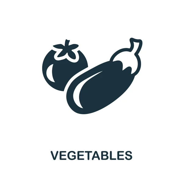 Icona delle verdure. Segno monocromatico dalla collezione di dieta. Illustrazione icona verdure creative per il web design, infografica e altro ancora — Vettoriale Stock