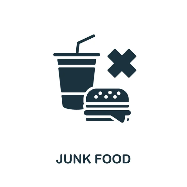 Ícone de comida de plástico. Signo monocromático da coleção de dieta. Ilustração do ícone Creative Junk Food para web design, infográficos e muito mais — Vetor de Stock