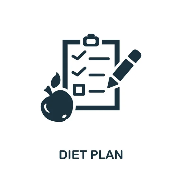 Ikona dietního plánu. Monochromatické znamení ze sbírky stravy. Ikona plánu kreativní diety pro webdesign, infografiku a další — Stockový vektor