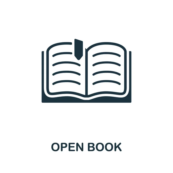 Das Symbol des offenen Buches. Monochromes Zeichen aus der kreativen Lernsammlung. Creative Open Book Icon Illustration für Webdesign, Infografiken und mehr — Stockvektor