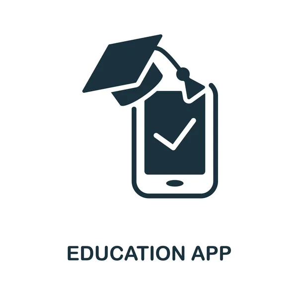 Bildungs-App. Monochromes Zeichen aus der kreativen Lernsammlung. Illustration von Creative Education App-Symbolen für Webdesign, Infografiken und mehr — Stockvektor