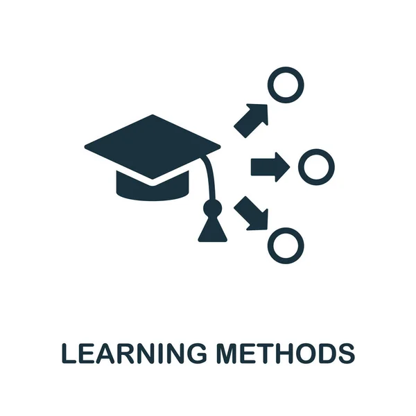 Lärandemetoder ikonen. Monokromt tecken från kreativ inlärningssamling. Kreativa inlärningsmetoder ikon illustration för webbdesign, infografik och mer — Stock vektor