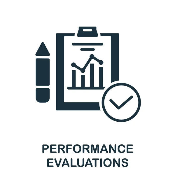 Icono de evaluaciones de rendimiento. Signo monocromático de la colección de desarrollo corporativo. Ilustración de iconos de evaluaciones de rendimiento creativo para diseño web, infografías y más — Archivo Imágenes Vectoriales