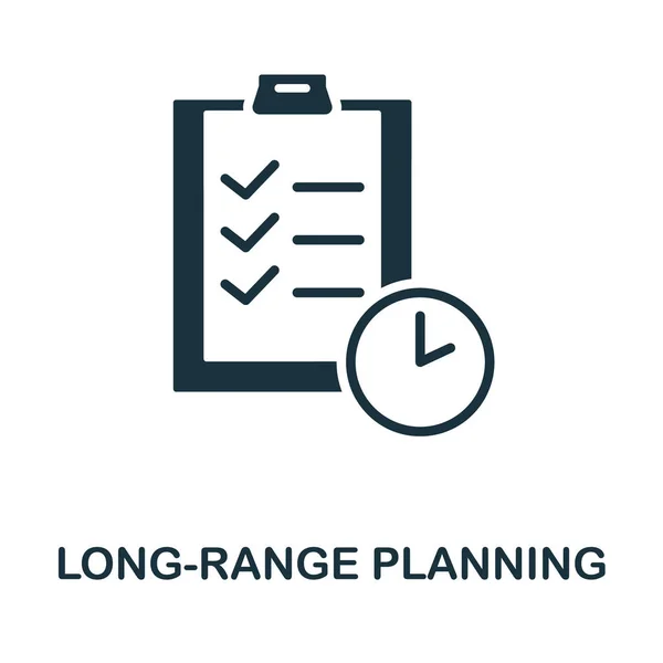 Langfristplanung. Monochromes Schild aus der Content Marketing Sammlung. Kreative Long-Range-Planning-Icon-Illustration für Webdesign, Infografiken und mehr — Stockvektor
